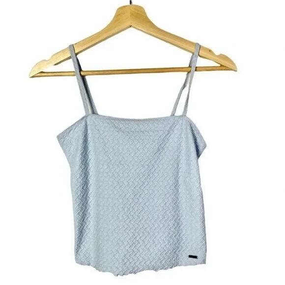 Hollister Light Blue Textured Fitted Cropped Tank Top S - Picture 1 of 4